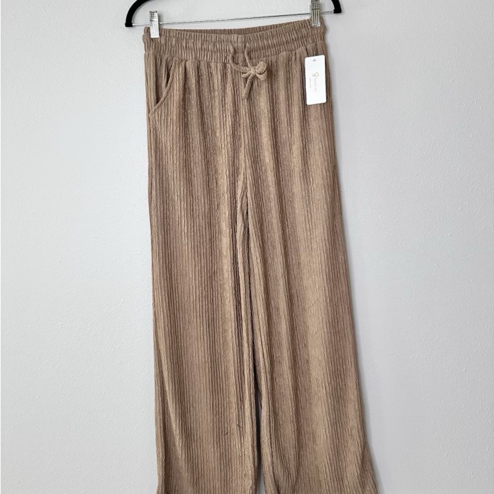 Cozy Ribbed Tan Knit Pants